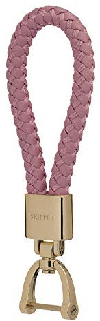 Skipper Schlüsselanhänger aus Kunstleder geflochten in vielen Farben und Edelstahl Gold - 28Skipper - Gold/Rosa 8057