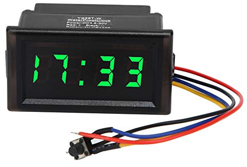 Akozon DC4.5-30 V, wasserdicht, staubdicht, Auto, elektronische Uhr, LED-Digitalanzeige, Grün