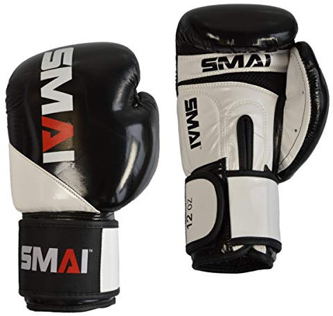SMAI PU Boxhandschuhe | schwarz-weiß Gewicht 12 Oz