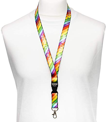 Rolseley Cordon tour de cou pour porte-badges avec clip en métal 1 corde arc-en-ciel.