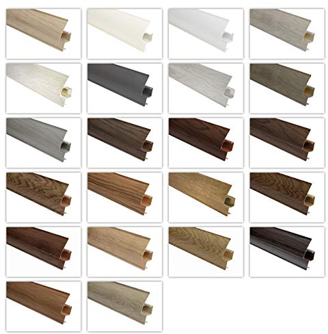 LEMAL Sockelleisten und Zubehör - PVC Fußleisten 65x23mm mit Kabelkanal - (087A Holzoptik Fichte, 2 Meter) Kunststoff Teppichleisten Übergangsleisten