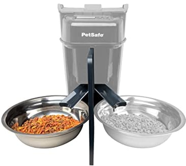 PetSafe Futterteiler mit Schüssel für 2 Haustiere, Automatischer Futterspender für Zwei Hunde oder Katzen, BPA-freier Kunststoff