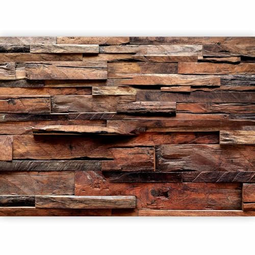 murando - Papier peint panoramique artistique 350x256 cm - Revêtement mural décoration salon - Design moderne - Gris beige noir - Fond vintage de texture rustique en bois brun f-A-0597-a-c