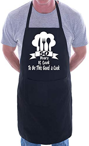 Print4U It Took 50 Years To Be A Cook Chef Apron Cooking Novelty Baking Gag Gift Present Ladies Mens Black