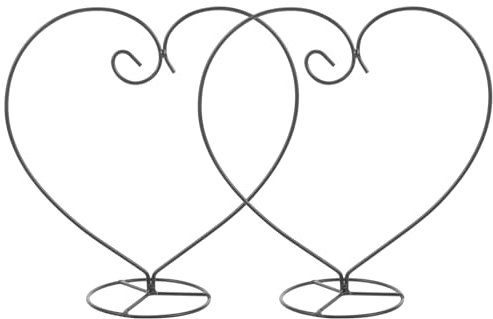 VOSAREA 2PCS Iron Hanging Stand Rack Black Modern Heart Shape Glass Globe Display Stand for Air Plant Christmas Ornament Wedding Decoration Terrarium