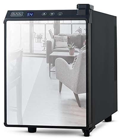 BLACK+DECKER 6 Bottle Wine Fridge, Wine Cooler with Mirrored Front, Mini Wine Fridge Thermoelectric, BD60316