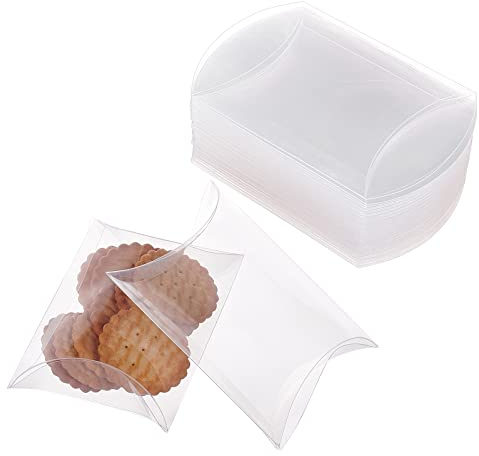 BENECREAT 50PCS Scatola di Favore per Cuscino in Plastica Trasparente 9x7x2.5cm Scatola Regalo per Dolciumi per Scatola di Imballaggio per Feste di