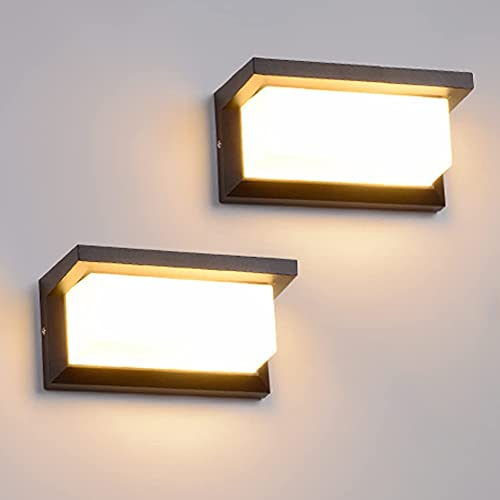 Elitlife LED Wandleuchte Außen 18W Wandlampe Aussenleuchte Wasserdicht IP65 Innen Leuchten LED Aussen Wandleuchte Außenwandleuchten Aluminiumguss, Acryl Warmweiß(2 Pack)