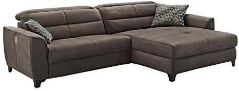 Möbel Jack Ecksofa - Braun - Mikrofaser - mit Kopfteilverstellung