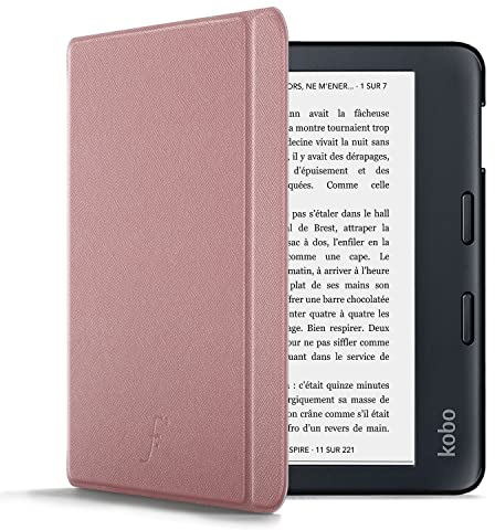 Forefront Cases Étui pour Kobo Libra 2 (Modèle: 2021) - Mince et Léger, Fonction Automatique Veille/Réveil Intelligente Étui, Coque (Housse) de Protection pour Kobo Libra 2 - Or Rose