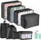 Okiuen Koffer Organizer Set 9-Teilig Packing Cubes Kofferorganizer Reisetasche travel Organizer Wasserdichte Packtaschen Rucksack Reiseordnungstaschen Packwürfel, Schwarz