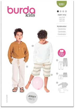 Burda Paper Sewing Pattern 9261 Shorts, Trousers, Tops Ages: 3-8 Years