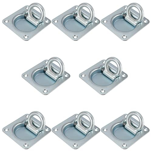 ZEONHEI 8 Stück Zurrösen, 800Kg D Ring Zurröse Anhänger Zurrösen, 102 x 95 mm Aufbauzurrösen Zurring Verzurrösen Befestigungsösen für Anhänger, Haken, LKW, Boot, Silber