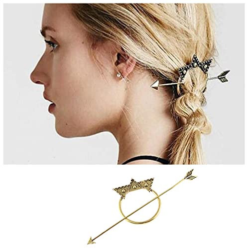 Yheakne Antike Pfeil Kreis Haarspange Haarspange Geometrische Haarstab Halter Pin Vintage Haarspange Dutt Halter Legierung Haarspange Metall Dekorative Haarschmuck für Frauen und Mädchen (Gold)
