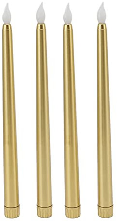 Deosdum 4 Pcs LED Candles Flameless Taper Candle Candles Lights Realistic Battery Operated Fake Candle(Gold)