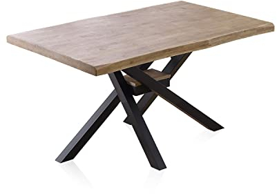 Xena Fit, Mesa Fija de Comedor, Mesa para Salon, Acabado en Roble Honey y Negro, Medidas: 150 cm (Largo) x 90 cm (Ancho) x 76 cm (Alto)