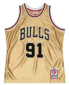 Mitchell & Ness NBA 75th Anniversary Swingman Jersey - #91 D. Rodman - Chicago Bulls, Gold, XXL