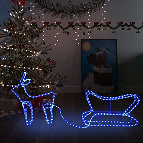 Bussandri Exclusive - Weihnachtsdekoration Rentiere und Schlitten Outdoor 252 LEDs
