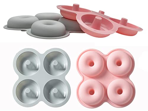 Xrten 2 Pcs Molde para Donut de Silicona, Moldes Silicona Reposteria, Molde para Pasteles, para Hornear, para Donut, Galletas, Bagels, Muffins