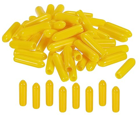 sourcing map 200 tappi terminali in gomma da 3 mm per viti in PVC e vinile, protezione per filettatura rotonda, per viti, bulloni, tubi, recinzioni, colore giallo