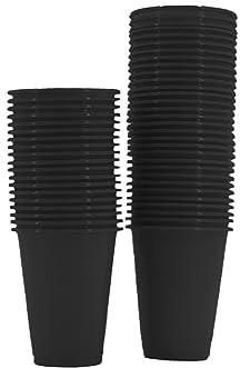SWAVGO - Einwegbecher 180 ml - Trinkbecher, Partybecher, Plastikbecher, Bierbecher, Mundspülbecher - Becher für Partys Geburtstage Festivals Zahnärzte Tattoo Kosmetikstudio etc. (50, Schwarz)