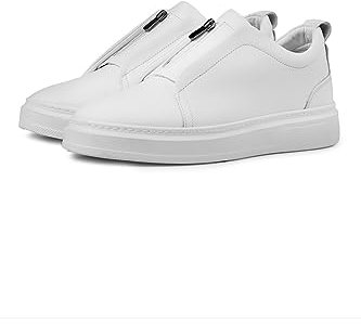 Ducavelli Ventu - Sneaker da uomo in vera pelle, con cerniera, sneakers in vera pelle, sneakers da uomo, bianco, 40 EU