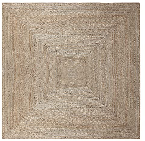 CASAVANI Kelim Teppich, quadratisch, 20,3 cm, Beige und Natur, Jute-Teppich, geometrisches Muster, handgeflochten, Jute, Flachgewebe, für drinnen und draußen, Teppiche für Flur, Esszimmer, Terrasse,