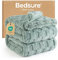 Bedsure Fleece Blanket for Bed - Soft Cosy Checkered Blankets, Fluffy Warm Large Throw for Women and Girls, Sage Green, 220x240 cm