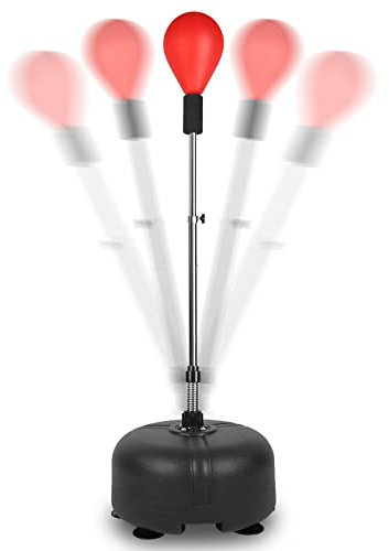 Dripex Punchingball Speedball Verstellbarer freistehender Boxsack Speed-Reflex Trainingsball für Erwachsene Kinder, Trainingsgerät für Zuhause und Fitnessstudio (Rot)