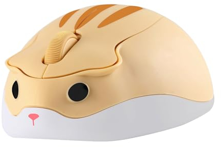 Kabellose Maus Cute Cartoon Hamster Shape Mouse Portable Travel 2.4GHz 1200DPI Optical Cordless Mouse mit USB-Empfänger Compact Silent Mäuse für Laptop PC Computer Mac für Kinder Geschenk, Gelb
