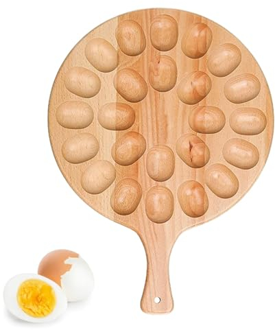 Plato De Huevos Rellenos – Contenedor De 24 Agujeros Para Huevos Rellenos, Plato Reversible De Huevos Rellenos Con Asa, Bandeja De Tablero De Charcutería Para Exhibición De Mostrador De Cocina