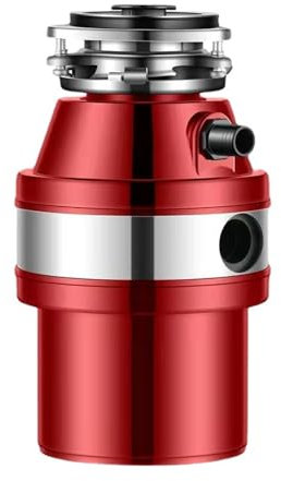 Garbage Disposal, Stainless Steel Food Waste Disposer, Enamel Lock Connect Sink Garbage Disposal, Garbage Disposal with Power Cord, Food Waste Grinding System, Under Sink Garbage Disposal (Red)