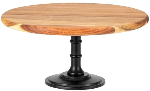 E-ROOM TREND Wooden Cupcake Stand/Cup Cake Stand 1 Tier | Large | Wooden Dessert Stand with Oak Pedestal | Serving Tray Platter | for Birthday Party Afternoon Tea Baby Shower (MDP01OL)