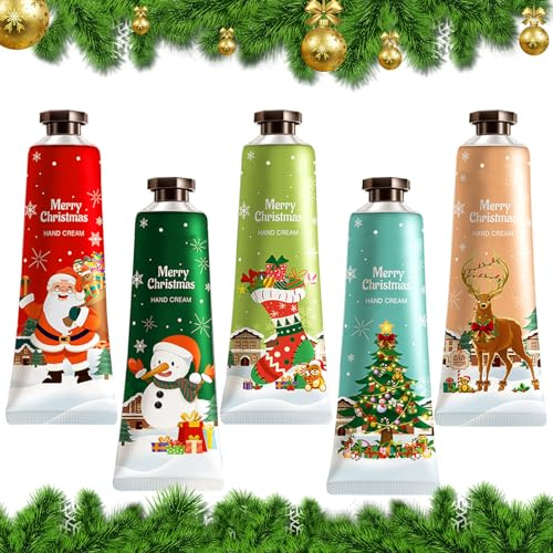 Handcremes Set,Handcreme Geschenkset,Mini Handcreme Geschenkset,Weihnachtseis Handpflegecreme für sehr trockene rissige Hände,für Frauen/Weihnachts Mama Geschenk,5pcs