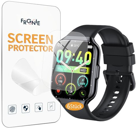 Frgnie Schutzfolie Kompatibel für Motast, Fempoin P99 Smartwatch 1,96 (6 Stück) Flexibel TPU Kompatibel für HOIFA P98 Smartwatch 1.96, Hülle Blasenfreie Displayschutzfolie