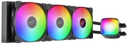 Geometric Future Eskimo Pro - 360mm AIO CPU Liquid Water Cooler- RGB PWM Squama 2501B Fan x 3- Fit Intel® LGA 1700, AMD®AM5 - Black- (GEO-EP-36B)