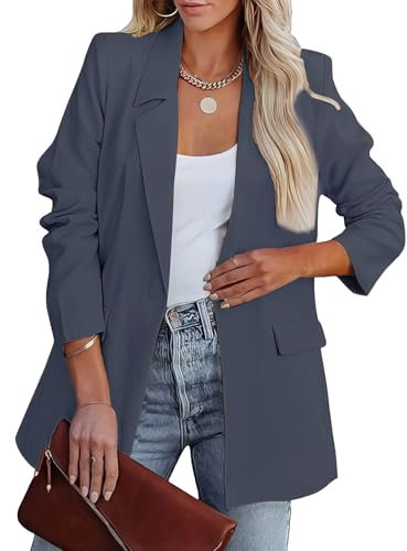 MGizo DtiSpectrum Blazer da Donna - Giacca Ampia Monopetto Aperta sul Davanti per Riunioni di Lavoro, Maniche Lunghe, Colletto con Revers, Giacche da Ufficio