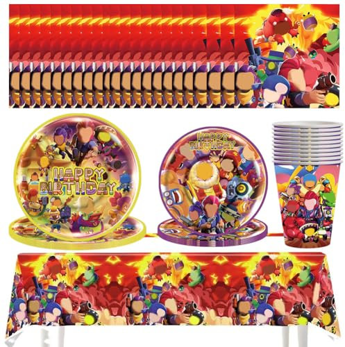 51 Pcs Vajilla de Cumpleaños de Wilderness Stars, Suministros de Fiesta De Cartoon - Platos, Vasos, Servilletas y Manteles de Papel Wilderness Stars Party Vajilla Decoraciones - 10 Personas
