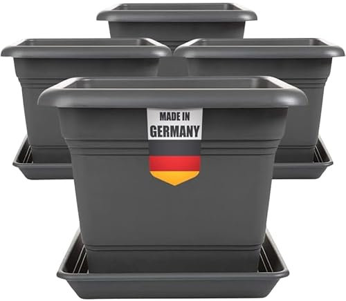 Centi 4er Set Pflanzkübel Groß Außen Der Pflanzenwohlfühl-Champion: 40x40cm XXL-Topf | Wetterfester Garten-Held Made in Germany