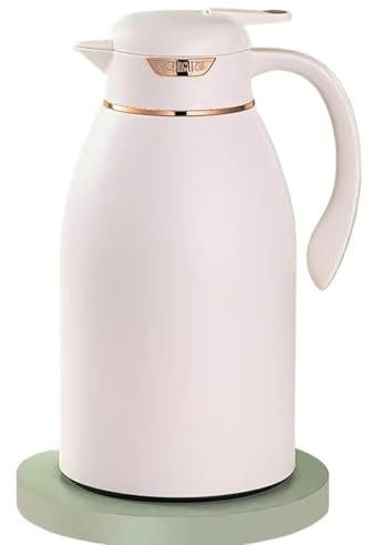 LICONG-2020 Thermal Carafe Household Glass Inner Pot Thermos High-end Thermos Large Capacity Thermos Warm Water Pot Tea Pot Water Bottle(White)