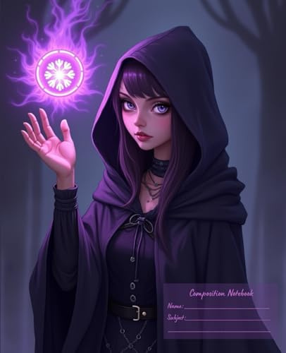 Twilight Veil: A Gothic Purple Witch Notebook with Spellcasting Aesthetic: Illustrated Teen Witch with Hooded Cloak and Magical Atmosphere