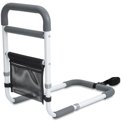 YrHeiper Bed Rails for Elderly Adults - 350LBS Heavy Duty Bed Assist Rail with Non-Slip Bedside Handle, Fall Prevention Safety Cane with Storage Pocket for Seniors, Fits King/Queen/Full/Twin Beds