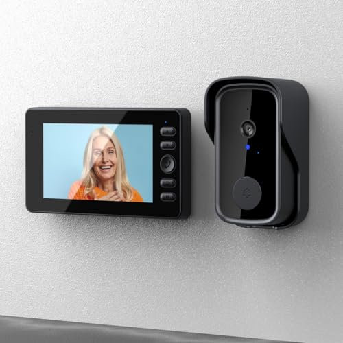 SOONHUA Funkklingel mit Kamera, Kabellose Türklingel Kamera 4,3-Zoll IPS Bildschirm und 32GB Speicherkarte, Automatische Videoaufzeichnung, Aktive Aufweckfunktion, 120° Weitwinkel Video