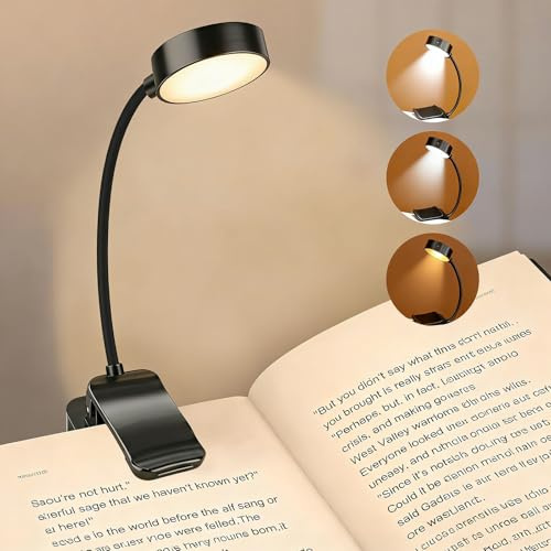 halercay Leselampe Buch Klemme, Einstellbar Buchlampe, 360° Flexibel Klemmleuchte, Tragbare Leseleuchte, Schreibtischlampe Für Nachtlesen für Buchliebhaber und Kinder(Schwarz)