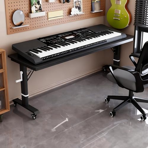 ZIMGOD Soporte Teclado Piano Soporte Ajustable para de Piano con Ruedas, Soporte Elevador para Piano Eléctrico de Alta Resistencia, Mesa de Soporte(Black,100cm (39 3/8))
