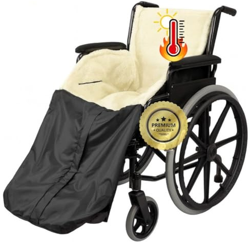 OrtoPrime Cubrepiernas para Silla de Ruedas TÉRMICO Manta Silla de Ruedas Saco IMPERMEABLE Sillas de Ruedas - Cubre piernas FORRO POLAR y Bolsillo - Bolsa térmica con cremallera para Frío y Lluvia