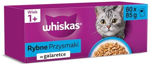 Whiskas Adult Fisch Leckereien im Gelee Nassfutter in Katzensäckchen 80x 85g