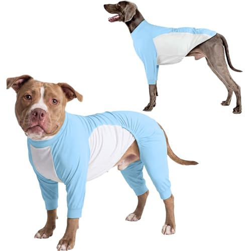 2-in-1 Chemise Protection UV, Léger Pyjama Post-Chirurgie à Quatre Pattes T-Shirt d'Été Protection UV pour Chien Gilets Rafraîchissants Doux Dog Onesie Extensible(Bleu Clair, M)