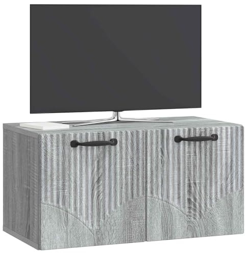 vidaXL Wandmontierter TV-Schrank Graues Sonoma 59,5 x 31 x 30 cm, Moderner Wohnbereich, Rechteckiger Wandschrank, Viel Stauraum, Schlichtes Design für die Haushaltsorganisation