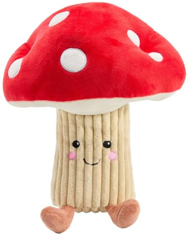 OHS Mushroom Plush Microwavable Heat Pad Cuddly Toy Hottie, White/Red | Microwave Hottie Heatable Soft Toy Hot or Cold for Cool Relaxation Warm Pain Relief Removable Cover Adult Kids Gifts